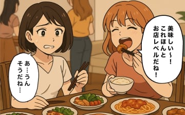 【漫画】ホームパーティーで私の料理だけ手つかず…悲しかった【料理上手の夫に嫁が嫉妬 Vol.3】