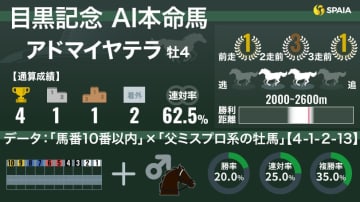 【目黒記念】AIの本命はアドマイヤテラ　過去10年で6勝、相性抜群の血統データが後押し