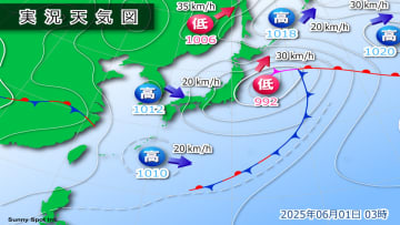 きょう（1日）の天気　東北は暴風や高波、土砂災害などに警戒