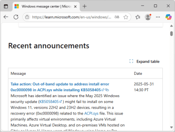 「Windows 11 22H2/23H2」に定例外パッチ、「ACPI.sys」の「0xc0000098」エラーに対処／2025年5月のセキュリティパッチ「KB5058405」が適用できない場合に