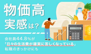 「物価高騰と転職」に関するアンケートを結果を公開　会社員44.8％が「日々の生活費が確実に苦しくなっている」と回答