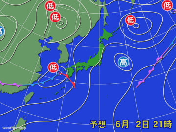 低気圧通過による雨の後は梅雨入り前の晴天