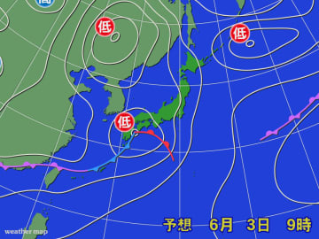 日本列島　広い範囲で雨