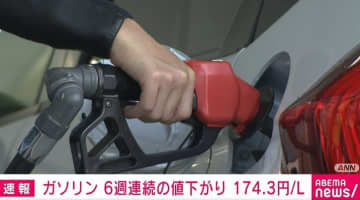 ガソリン価格174.3円で1年3カ月ぶり安値 6週連続値下がり
