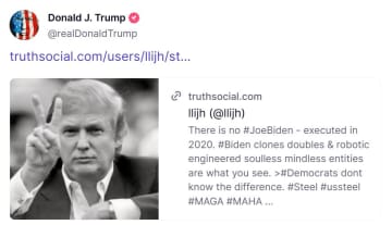 トランプ氏、「バイデン氏は処刑され現在はクローン」とする陰謀論を拡散…波紋広がる