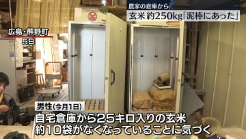農家倉庫に保管の玄米約250キロなくなる…被害男性が状況語る