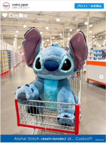 「コストコ」に巨大スティッチが登場！ 　でっかいカートがいっぱいになるサイズ感