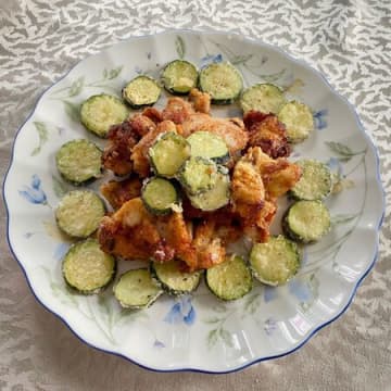 鶏もも肉マヨマスタード揚げとズッキーニの唐揚げ