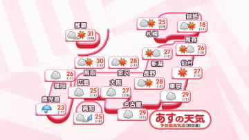 【あすの天気】九州や四国の太平洋側では雨　北日本や北陸は晴れる所多い