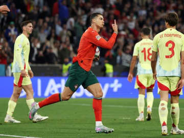 C・ロナウドが見事な同点弾！ ポルトガルが２度のビハインドを追いつき、スペインとの決勝は２－２のまま延長戦に突入【UNL】