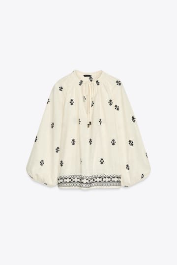 【ZARA】ガバッと着て即サマ見え♡「刺繍入りブラウス」