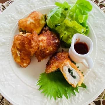 うま〜い！「チキンの大葉とチーズのハサミ揚げ」