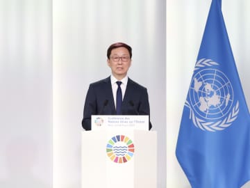 中国の韓正副主席、国連海洋会議で演説