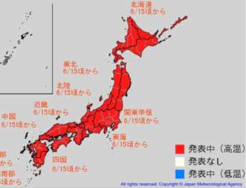 埼玉で来週、33～35度の猛暑続く予報　この時期としては「10年に一度のかなりの高温」　関東甲信で5日間平均気温平年差＋1.9度以上【早期天候情報】