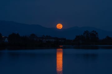 今年最も高度の低い満月が出現