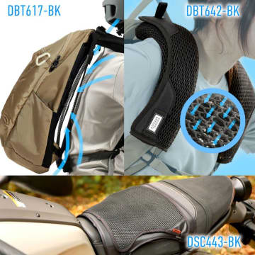 ライダーの背中・肩・座面のムレ対策「背肩シート・セットで蒸れんゾ・インテグラーレ」がドッペルギャンガーから発売！