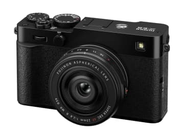 クラシックなスタイリングを追求したミラーレスカメラ「FUJIFILM X-E5」　レトロな丸窓でフィルムシミュレーションを確認