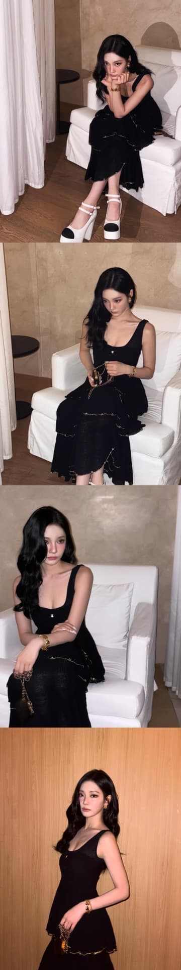 “ほぼ下着”衣装が話題を集めたaespa・ニンニン、胸元ざっくりドレスで大人な魅力全開！【PHOTO】