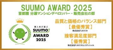 ～新築マンション購入者が選んだ 顧客満足度ランキング～　「SUUMO AWARD」2025年首都圏　「品質と価格のバランス部門」で3年連続最優秀賞受賞