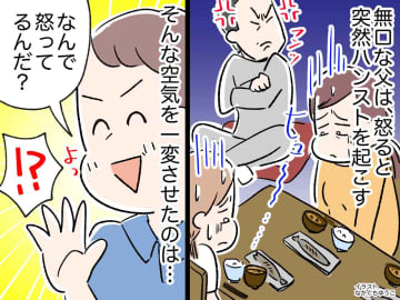 お弁当に箸が入ってないと「夕飯拒否」怒ると【無言ハンストを起こす父】気まずい食卓に現れた『救世主』は