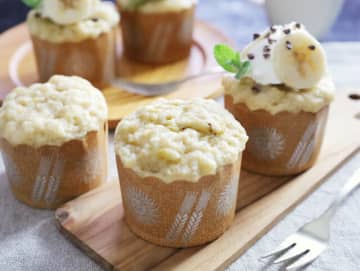 ホットケーキミックスとレンジで作ったと思えない！ほわほわもっちり♡バナナ蒸しケーキのレシピ