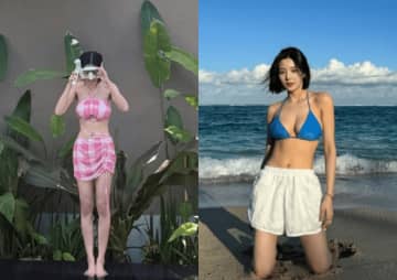 IZ*ONE出身クォン・ウンビ＆キム・ミンジュ、お揃いの水着姿も！リゾートを満喫