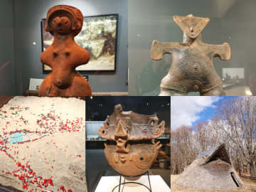 独特な立体装飾の縄文土器と２体の国宝「土偶」