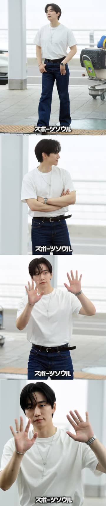 2PM・ジュノ、白Tにジーンズの王道“彼氏風ルック”でファンを虜に！スペインへ出国【独自写真】