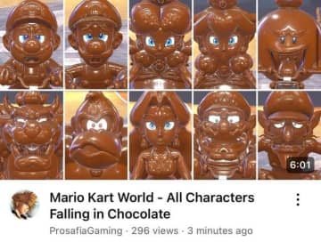 チョコレートになっちゃえ！？『マリオカート ワールド』で「チョコ化」したキャラクターの表情を収めた動画が話題に