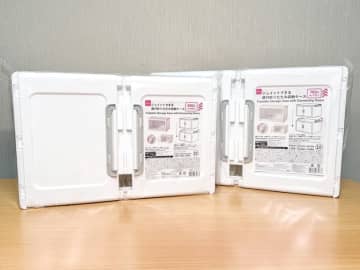 【ダイソー】「中が見えるから多用途！」SNSで話題のおしゃれな『ジョイントできる扉付折りたたみ収納ケース』を使ってみた