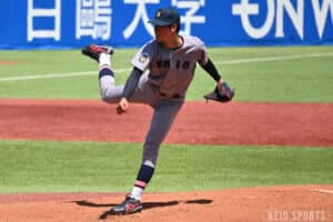 p【野球】完封リレーで１点を守り切りフレッシュ４連覇達成！／ 春季フレッシュトーナメント明大戦　@明治神宮野球場/p