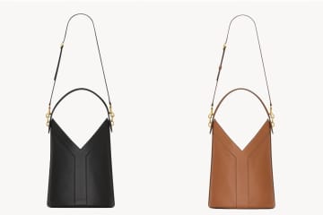 サンローラン“Y”イニシャルのバケツ型バッグ「Yトップハンドル」ハリのあるレザーで
