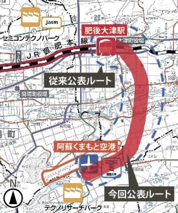 熊本県／空港アクセス鉄道、幅５００ｍ対象にルート帯絞り込み案公表