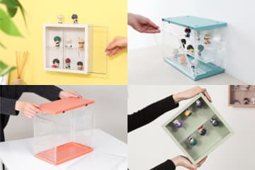 不二貿易、穴を開けない壁掛けタイプ「コレクションケース kake」とスタッキング可能「コレクションケース hina」発売中