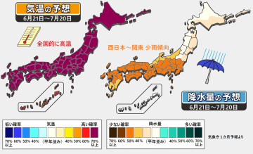 【1か月予報】夏の高気圧強まり厳暑続く