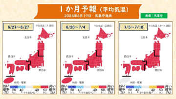 最新1か月予報　西日本・東日本で降水量少なく、全国的にかなり暑くなる見通し