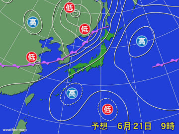 北から梅雨前線南下傾向