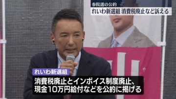 れいわ新選組、消費税の廃止など訴える　参院選に向けた公約発表