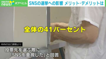 全体の41％が“重視” SNSが選挙へ与えるメリット・デメリットとは？専門家「政治参加への裾野を広げる」「過激な情報で社会の分断が」