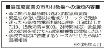 《広角レンズ》選定療養費　学校、救急要請で苦慮　茨城県「緊急時　迷わずに」