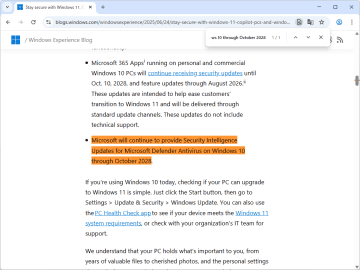Windows 10の「Microsoft Defender」ウイルス対策は2028年10月まで更新を継続／最大3年の有償サポート「ESU」に合わせ
