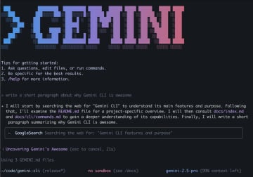 Google、無償で始められるオープンソースのAIエージェント「Gemini CLI」を発表／個人の「Google アカウント」でログインするだけ