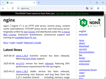 「nginx」がHTTPステータスコード『103 Early Hints』に対応 ～Webの高速化に期待／「nginx-1.29.0」Mainlineでサポート開始