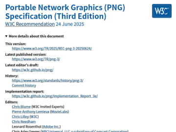 PNGが約20年ぶりの仕様改訂。HDRやアニメーションのサポートなど