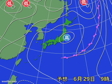 広い範囲で晴れるも午後を中心に所々でにわか雨や雷雨の可能性