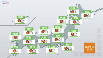 【天気】北海道から九州、沖縄まで広く晴れ　東・西日本は午後、内陸や山沿いを中心ににわか雨や雷雨
