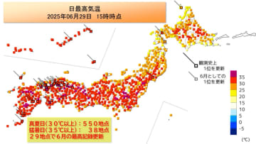 きょうも厳しい暑さ（６月の最高気温の記録更新多数）
