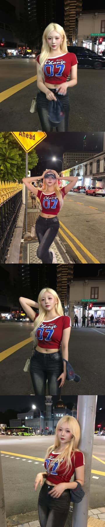 韓国の金髪チアガール、美スタイル際立つ“ピタT”ショットでファンの視線強奪「可愛すぎて涙が止まらない」【PHOTO】