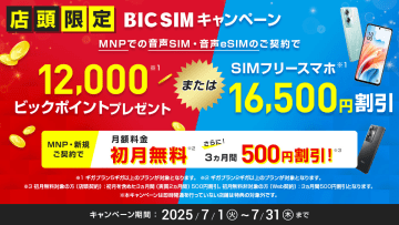 「BIC SIM」、端末割引還元を延長　31日まで回線契約で1.6万円引きなど