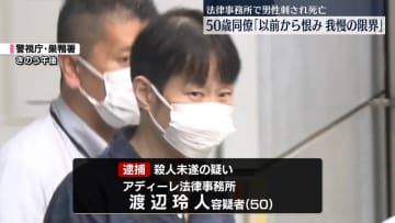 「恨み持っていて我慢の限界」法律事務所で男性刺され死亡　同僚の男逮捕　東京・豊島区